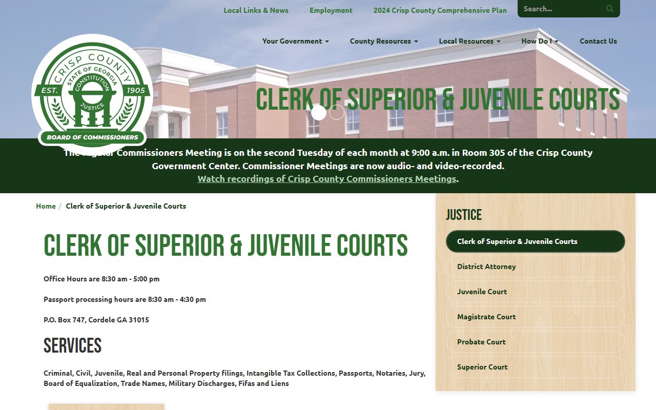 Crisp County court records after jail arrest clerk source