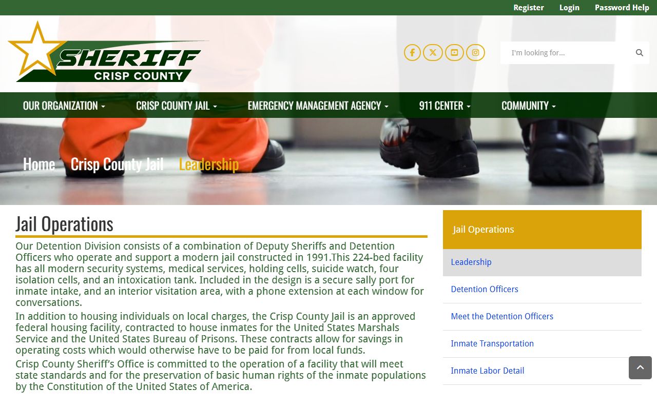 Crisp County Jail operations and inmate population capacity source