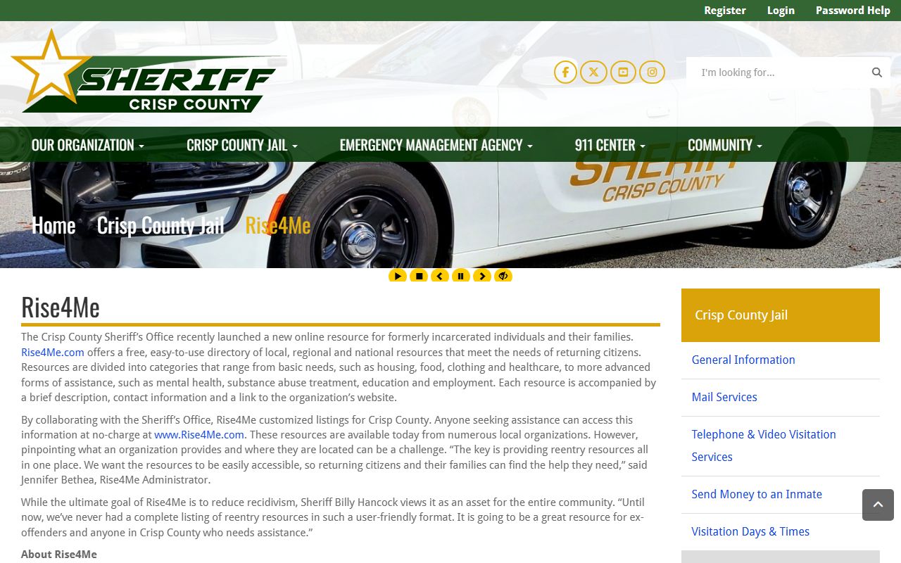 Crisp County Jail inmate reentry and Rise4Me source